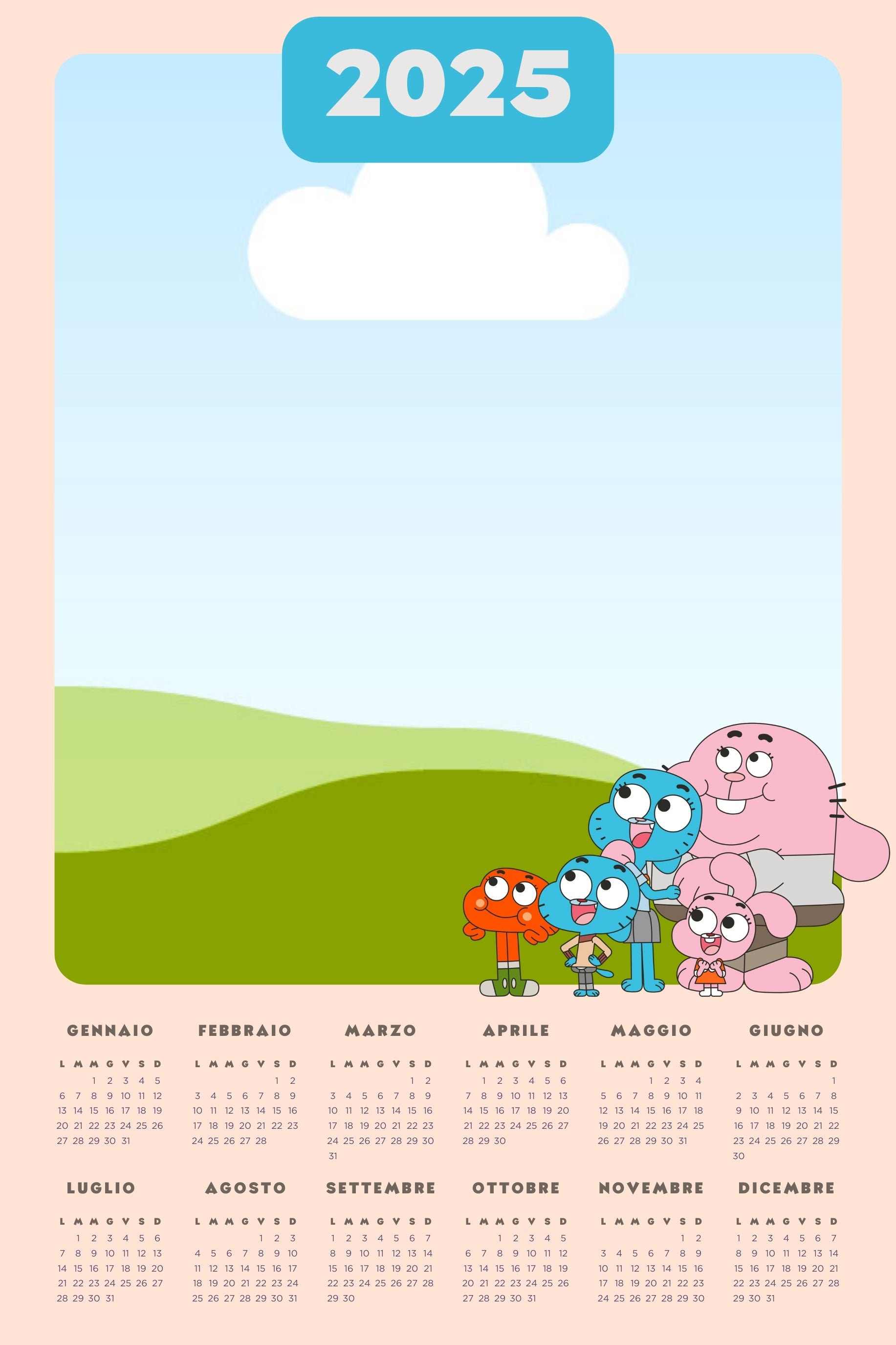 Calendario Lo straordinario Mondo di Gumball